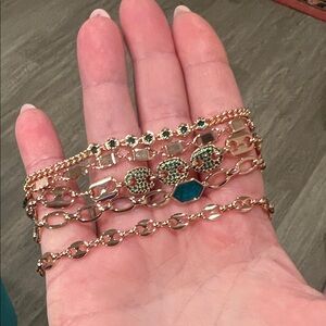 Rose Gold and Green Bracelet Set